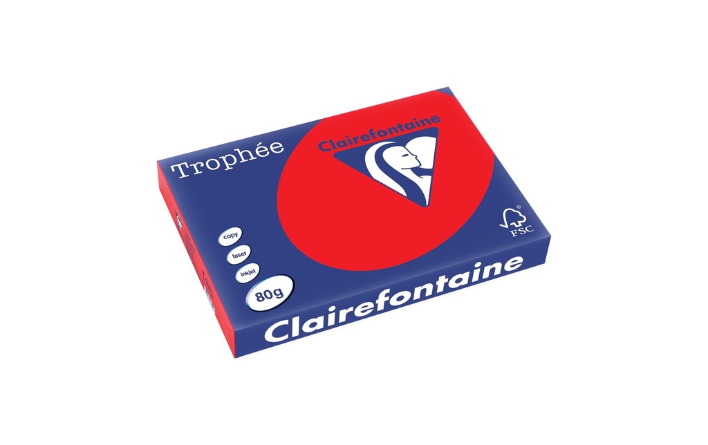 Clairefontaine Papier pour photocopie Trophée Colored Copy A3, Rouge, 80 g/m²