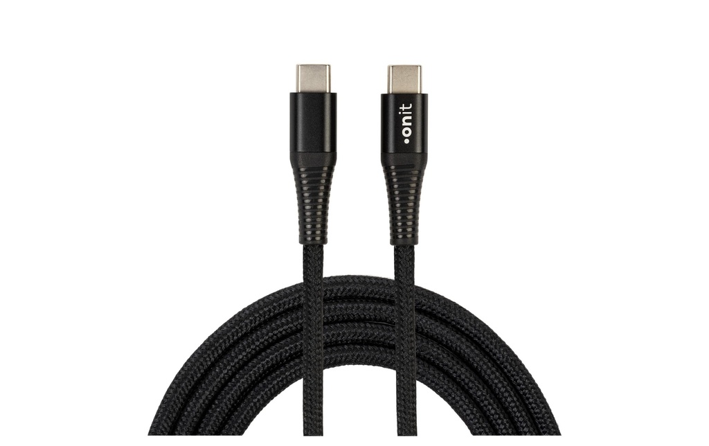 onit Câble USB 3.0 60 W, USB-C - USB-C, 2 m, Noir