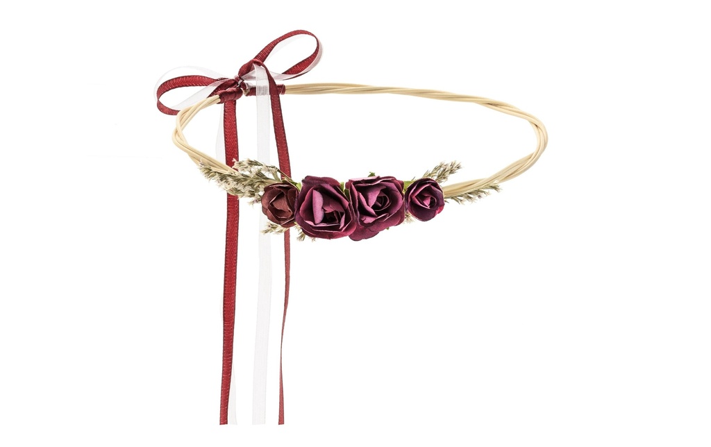 Partydeco Accessoires de mariage Couronne florale 18 cm, rouge vin