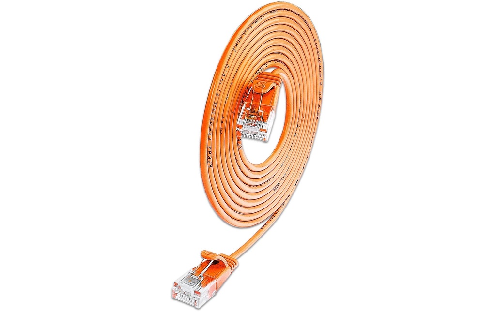 SLIM Câble patch slim RJ-45 - RJ-45, Cat 6A, U/UTP, 1.5 m, Orange