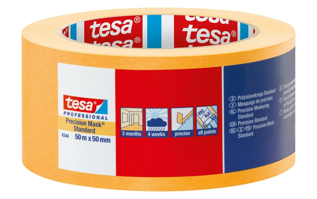 tesa Ruban de masquage Professionnel 4344, 50 m x 50 mm