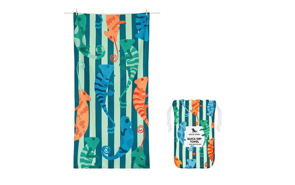 Dock & Bay Serviette de plage Karma Chameleon 130 cm x 70 cm, Multicolore