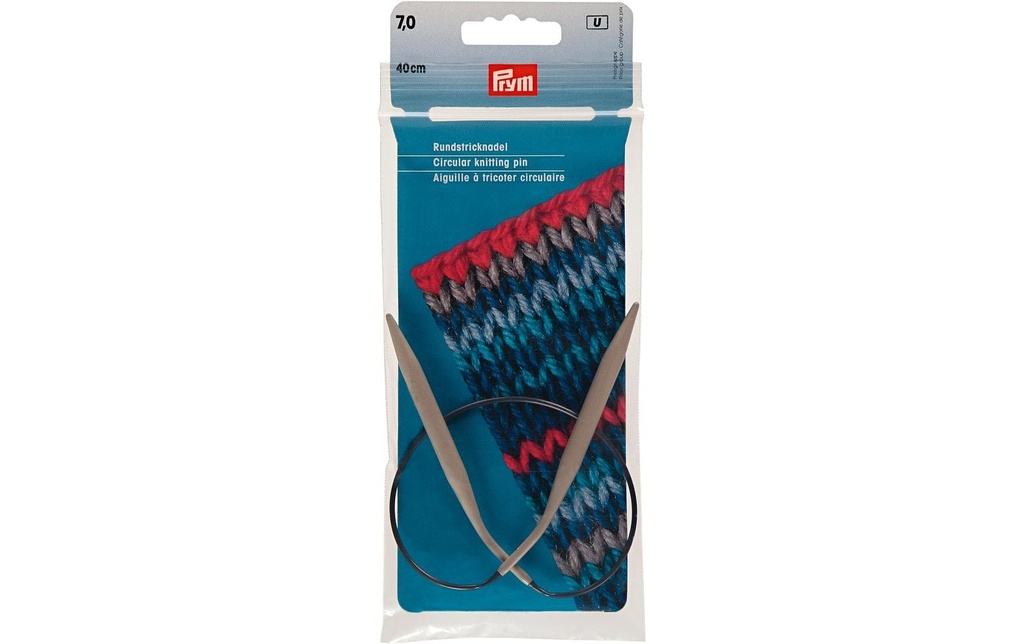 Prym Aiguille à tricoter circulaire Ø 7 mm x 40 cm, Alu, gris, 1 pièce