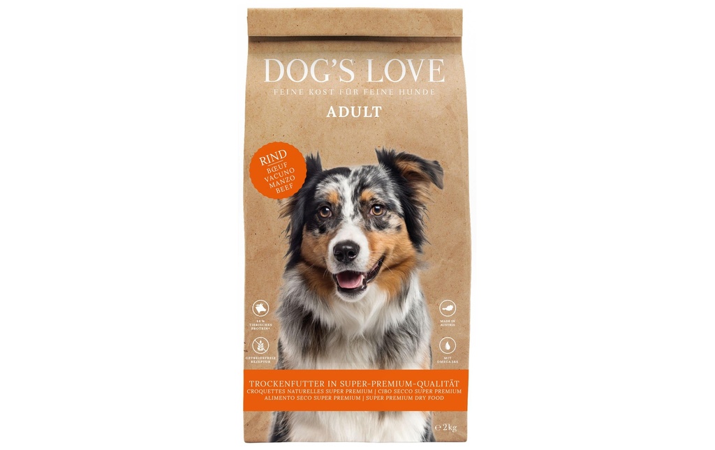 Dog's Love Alimentation sèche Adulte, Bœuf, 2 kg