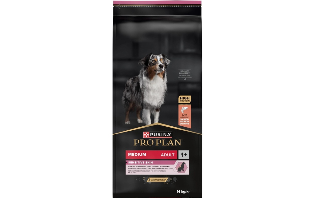 Purina Pro Plan Alimentation sèche M Adult Sensitive Skin Saumon, 14 kg