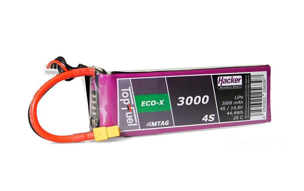 Hacker Batterie RC LiPo 3000 mAh 14.8 V 20C TopFuel ECO-X MTAG