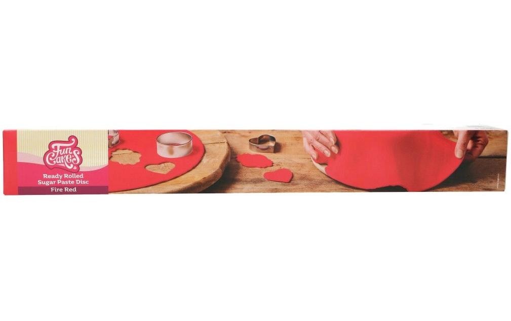 Funcakes Couverture de fondant déroulée rouge, 430g