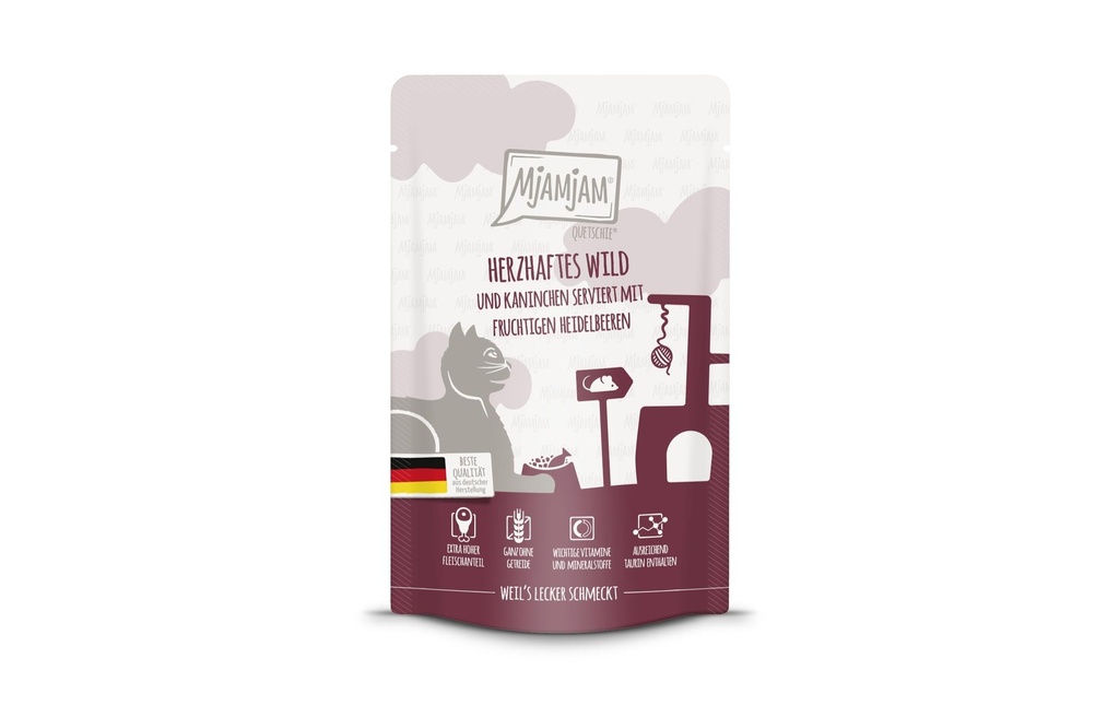 Mjamjam Alimentation humide Quetschie gibier & lapin, 125 g