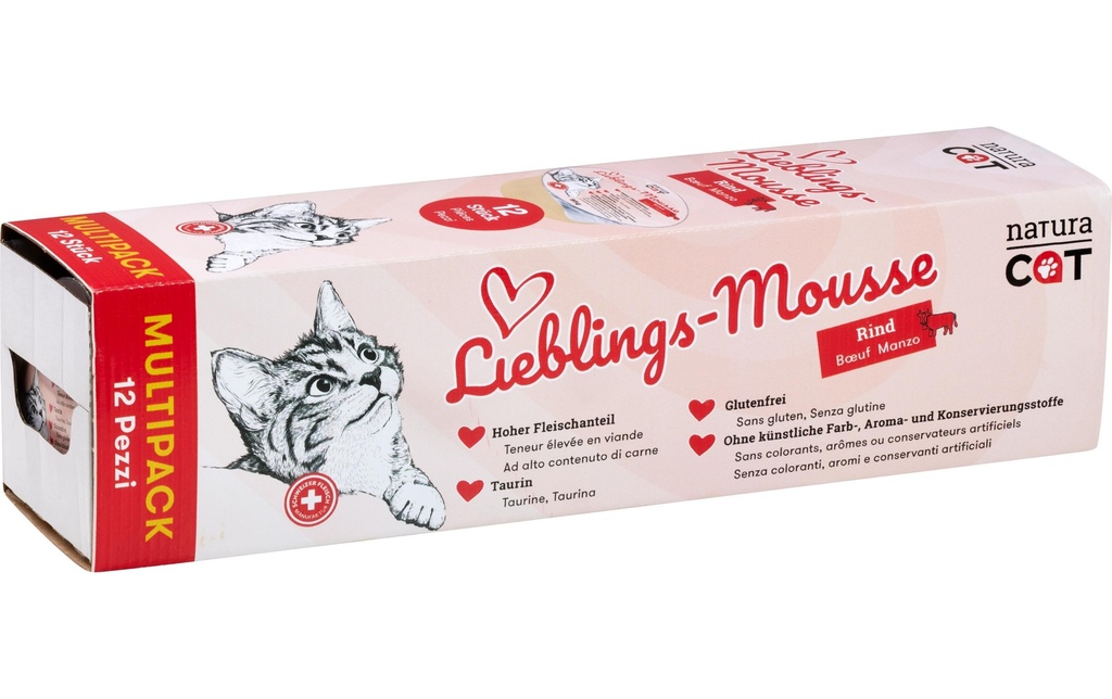 naturaCat Alimentation humide Mousse de bœuf préférée, 12 x 85 g