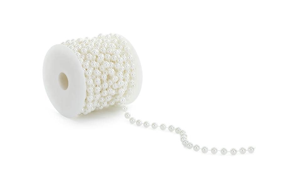 Partydeco Collier de perles, 0,8 x 1000 cm, blanc