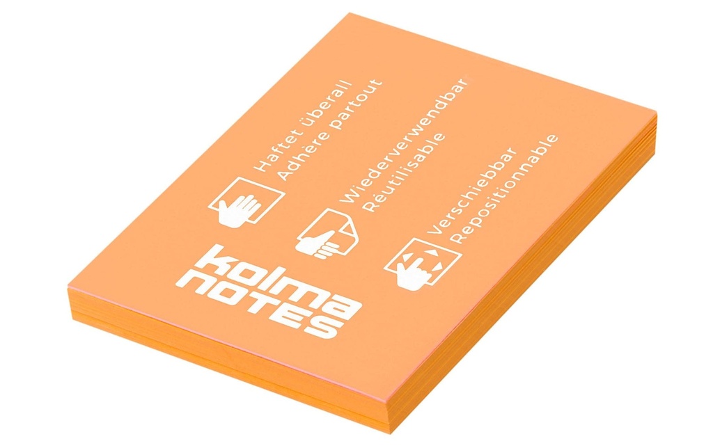 Kolma Fiche de bloc-notes NOTES A8 Orange, 100 feuilles