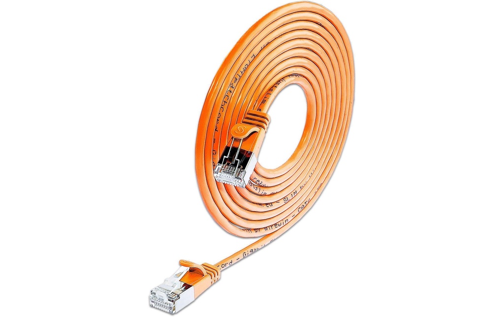 SLIM Câble patch slim RJ-45 - RJ-45, Cat 6, UTP, 7.5 m, Orange