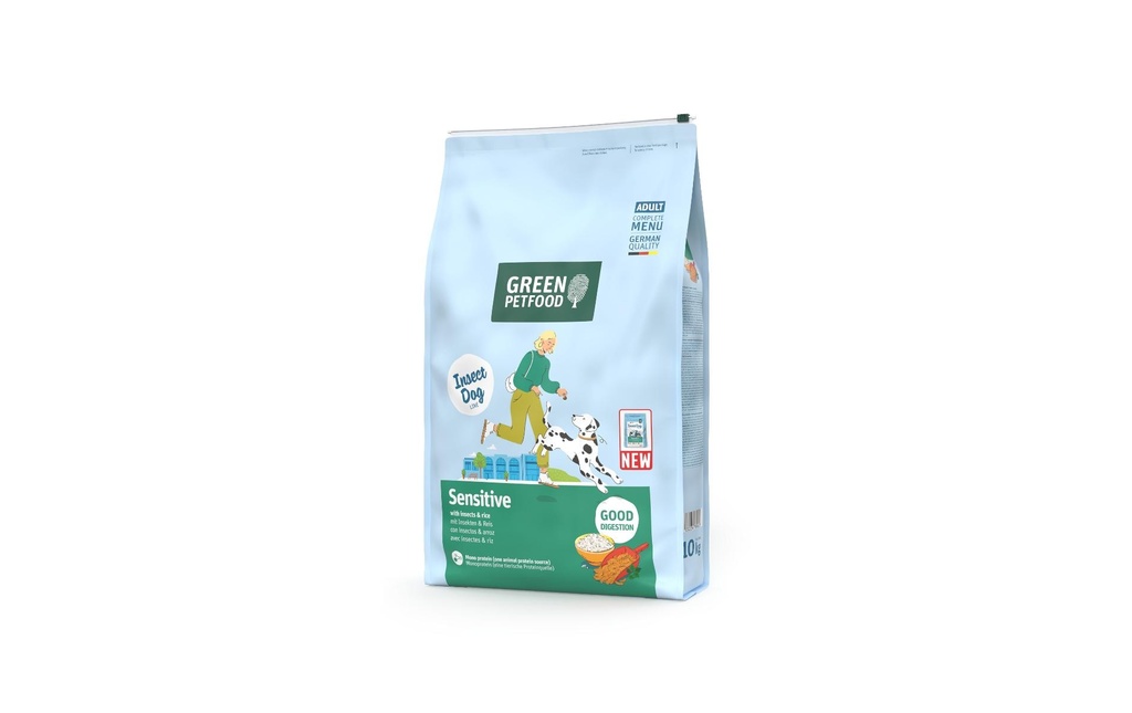 Green Petfood Alimentation sèche Sensible aux insectes et au riz 10 kg