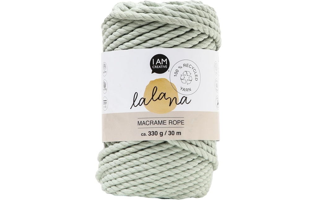 lalana Laine Corde à macramé 5 mm, 330 g, Vert-gris