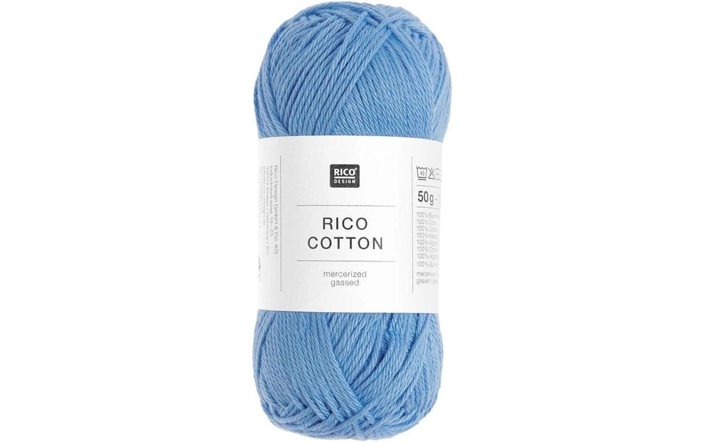 Rico Design Fil de coton Bleu ciel, 50 g, 125 m