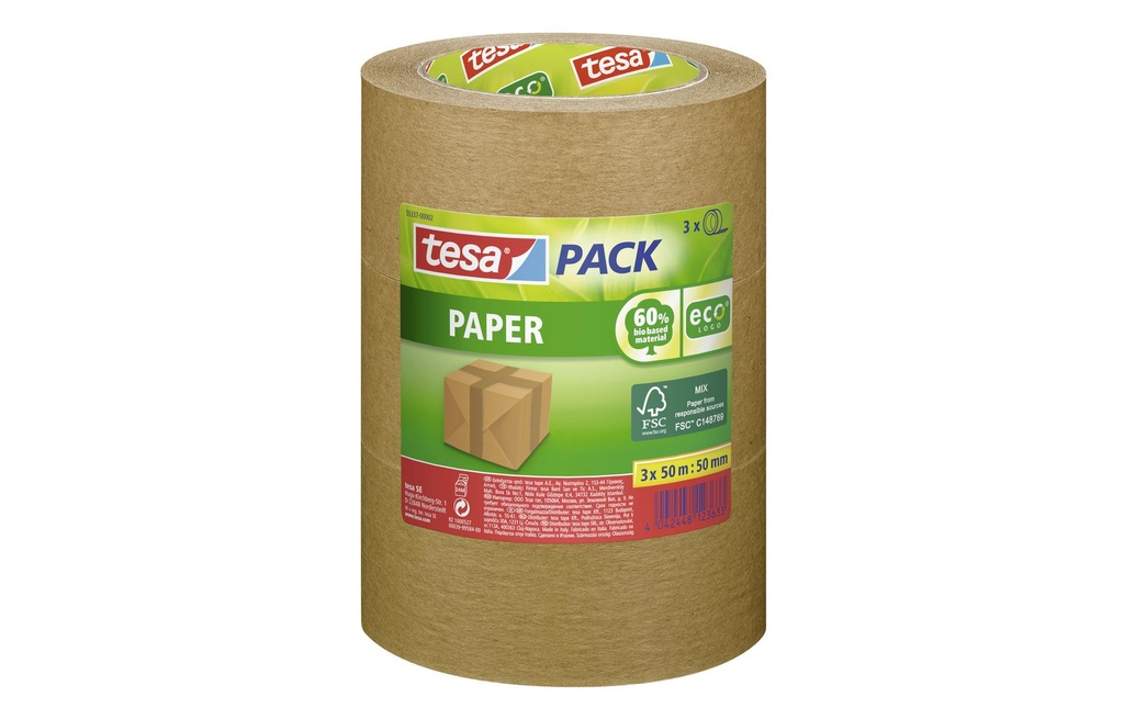 tesa tesapack papier pack de 3 50 mm x 50 m, Brun