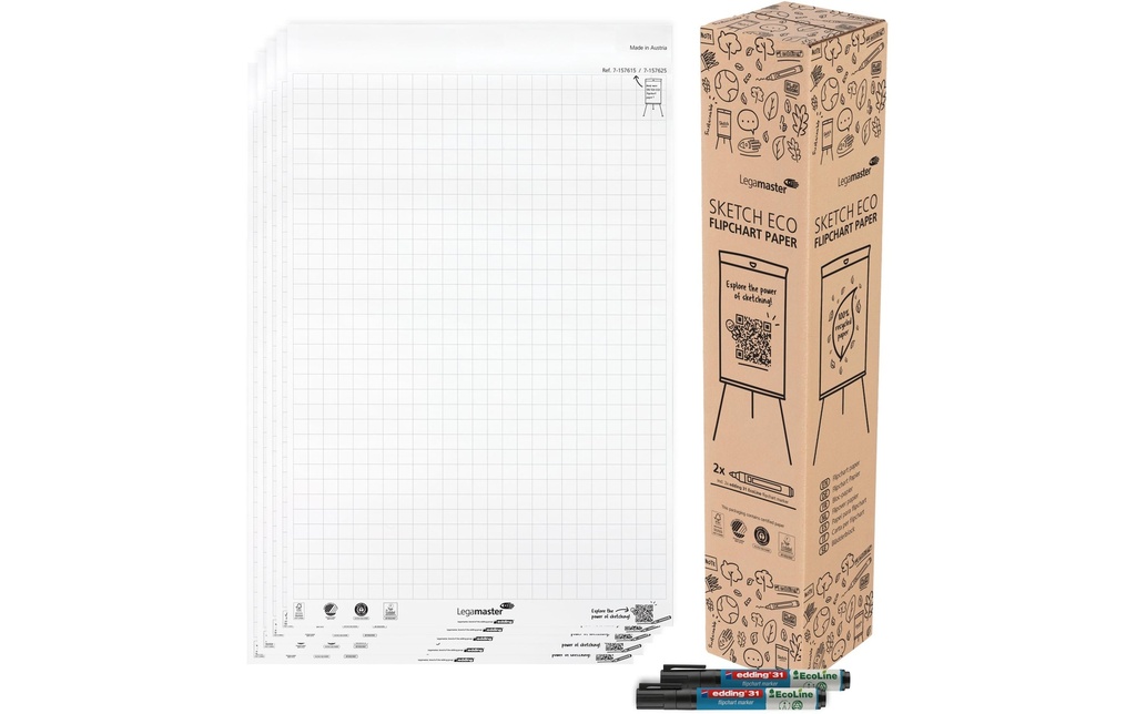 Legamaster Bloc de papier SKETCH ECO 65 x 98 cm Extra-blanc 5 Pièce/s