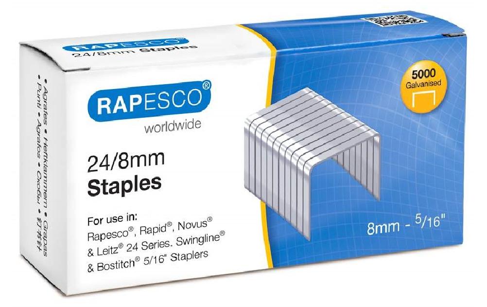 Rapesco Agrafe 24 / 8 mm, 5000 pièces