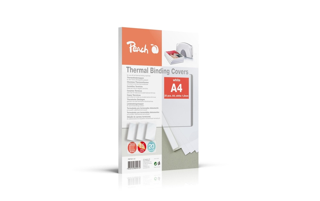 Peach Couverture de brochure pour 15 feuilles, 200 g/m², 20 pièces, blanc