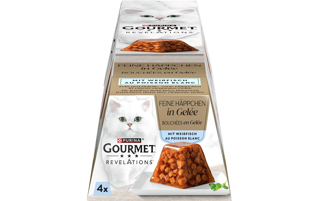 Purina Gourmet Alimentation humide Bouchées fines à la gelée de poisson blanc 4 x 57g