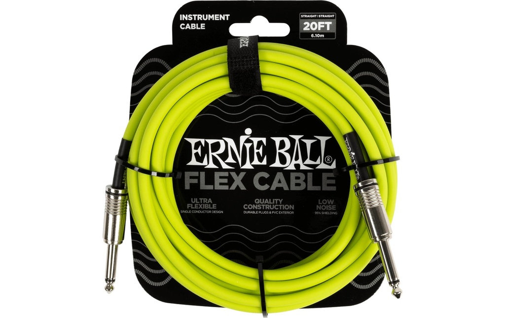 Ernie Ball Câbles d’instruments Flex 6419 – 6.09 m, Vert