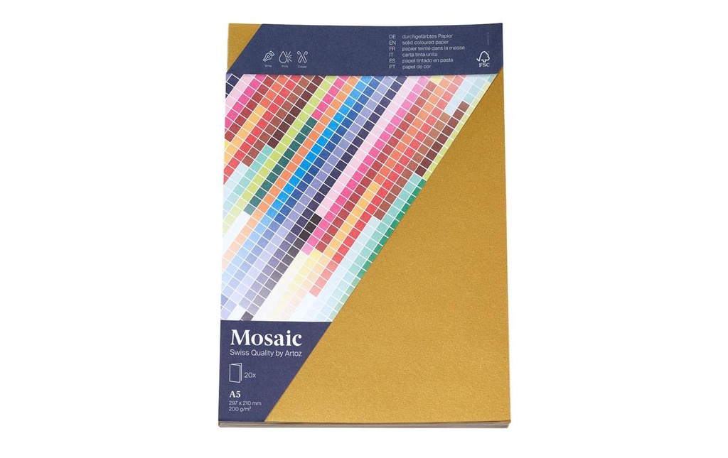 Artoz Carte vierge Mosaic A5, 20 pièces, Doré