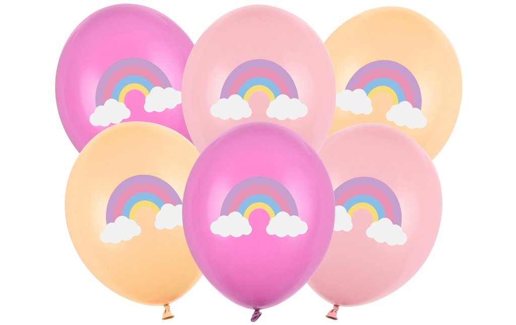 Partydeco Ballon de baudruche Arc-en-ciel Rose / jaune, 6 pièces