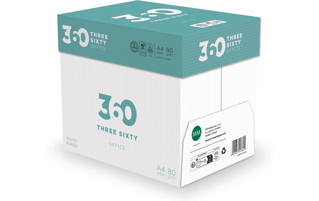 360 Papier pour photocopie Office A4, Blanc, 80 g/m², 1 palette