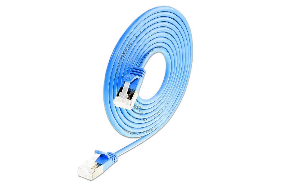 SLIM Câble patch slim RJ-45 - RJ-45, Cat 6A, U/FTP, 0.5 m, Bleu