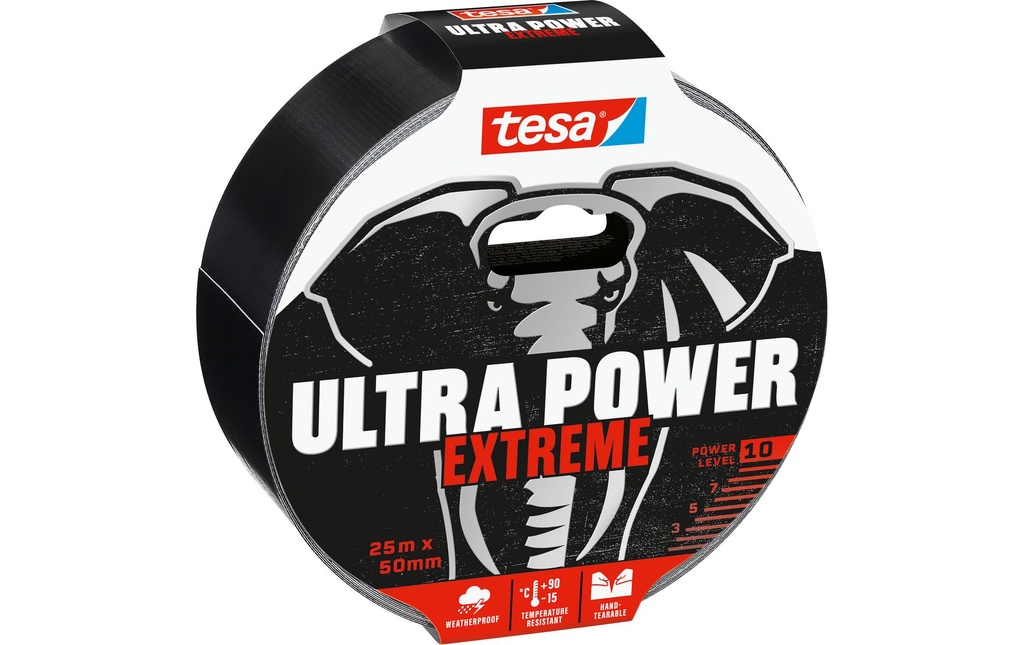 tesa Ruban adhésif Ultra Power Extreme, 50 mm x 25 m, Noir