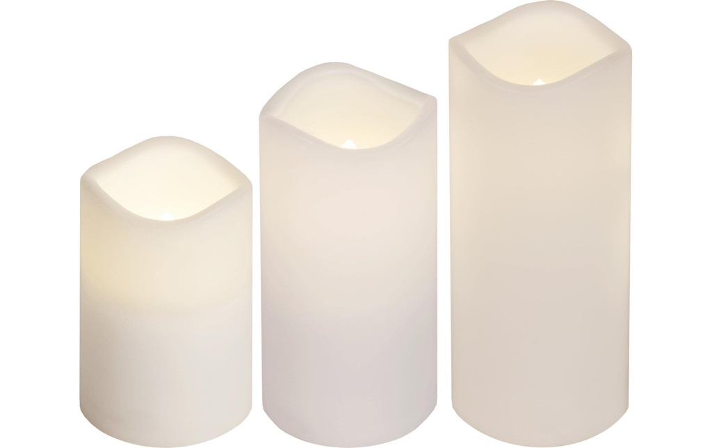 Star Trading Set de bougies LED Pilier Paul Lot de 3, blanc