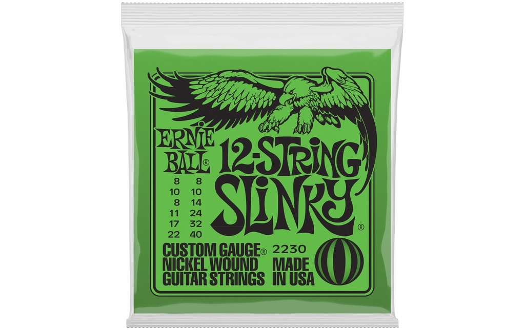 Ernie Ball Cordes de guitare 2230 Slinky Nickel – 12-String 08-40