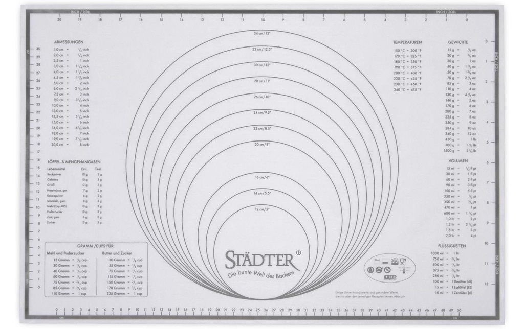 Städter Tapis de cuisson 60 x 40 cm 1 Pièce/s, Blanc, 60 x 40 cm