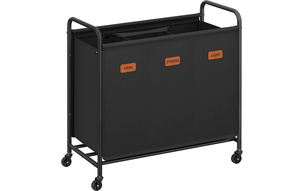 Songmics Corbeille à linge avec 3 compartiments 170 l, Noir