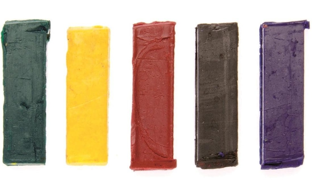 Glorex Couleurs de cire 35 x 10 x 6 mm Vert/Jaune/Rouge/Noir/Violet