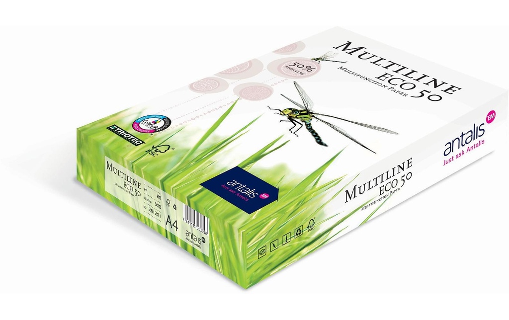 Antalis Papier pour photocopie Multiline Eco 50 A4, Blanc, 80 g/m²,500 feuilles