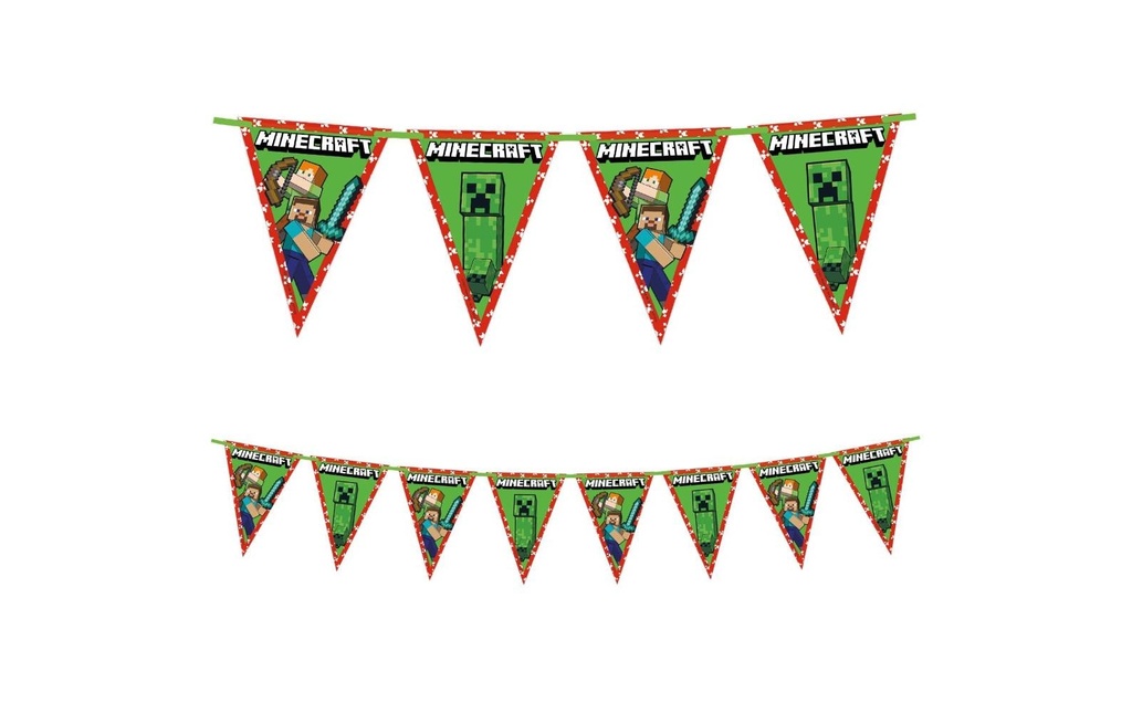 We fiesta Party Guirlande Drapeaux Minecraft 2.3 m, Vert