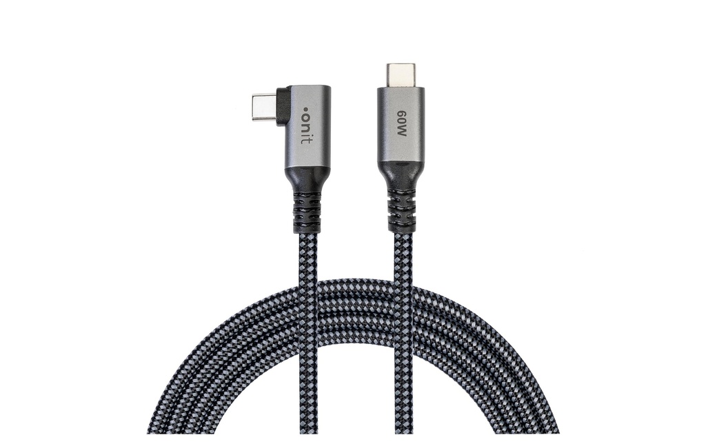 onit Câble USB4 Pro 60 W, USB-C - USB-C, 5 m, Coudé