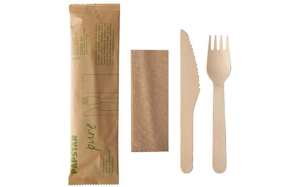 Papstar Sets de couverts jetables Pure 50 Pièce/s, Brun