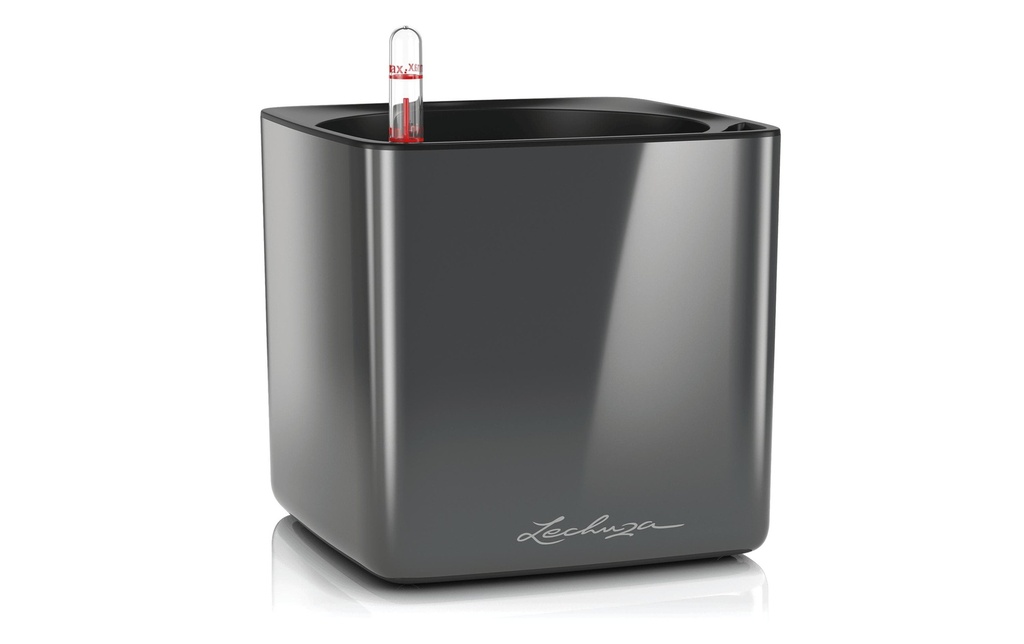 Lechuza Pot de fleur CUBE Glossy 16 Noir brillant