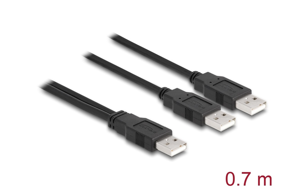 Delock Câble en Y USB 2.0 Type-A vers 2 x type-A 70 cm USB-A - USB-A 0.7 m
