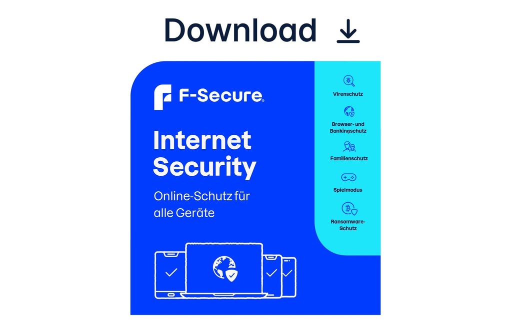 F-Secure Internet Security ESD, version complète, 3 appareils, 3 ans