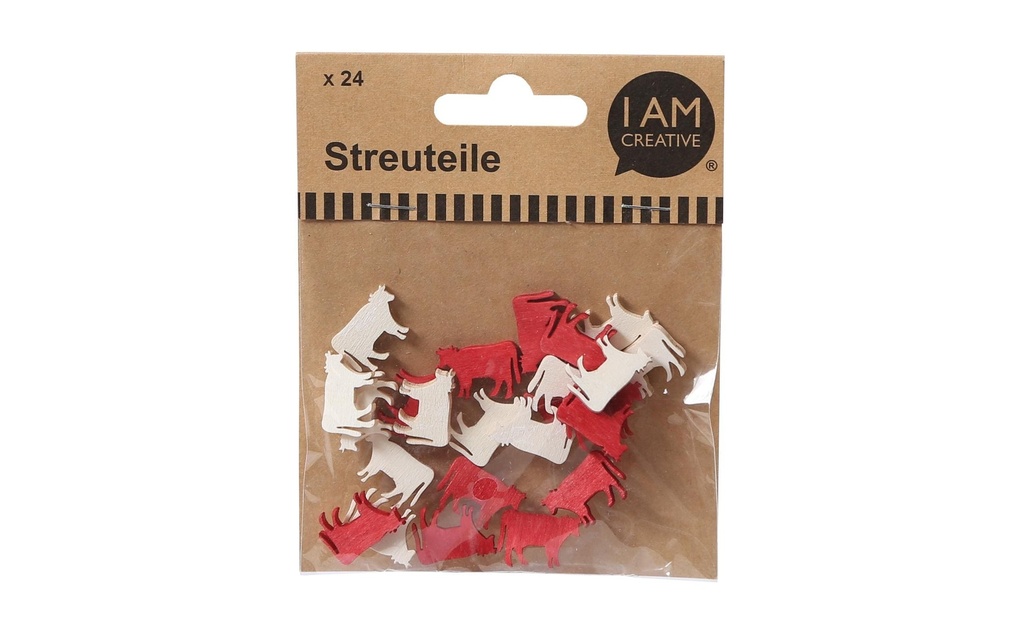 I AM CREATIVE Décoration à éparpiller Vache 2 cm 24 pièces