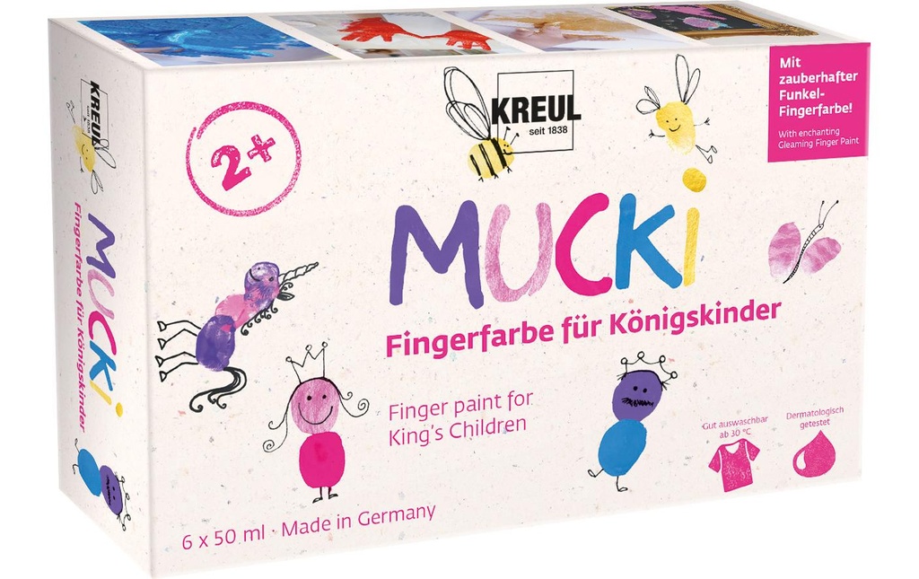 Kreul Peinture aux doigts Set Enfants-Rois 50 ml, 6 pièces