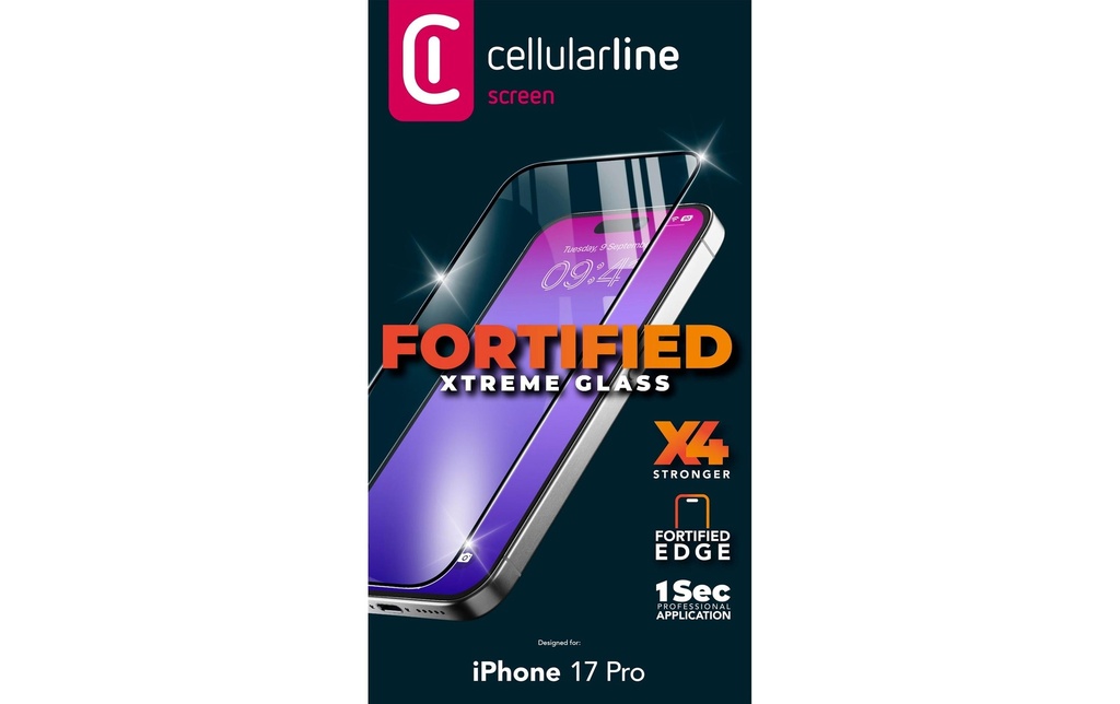 Cellular Line Protection d’écran Reinforced Tempered Glass iPhone 17 Pro