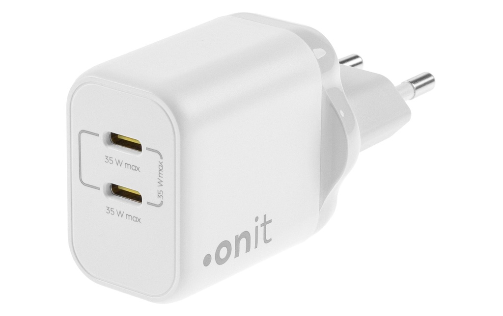 onit Chargeur mural USB Dual 2C 35 W GaN Blanc