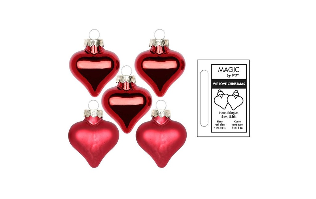 INGES CHRISTMAS DECOR Cœur Chianti 4 cm 8 pièces