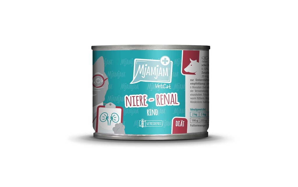 Mjamjam VetCat Nourriture humide Bœuf Niere-Renal, 200 g