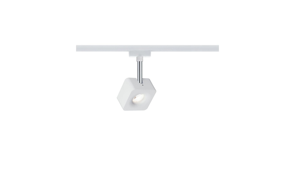 Paulmann Spot LED sur rail URail Cube, 8 W, 2700 K, blanc/chrome