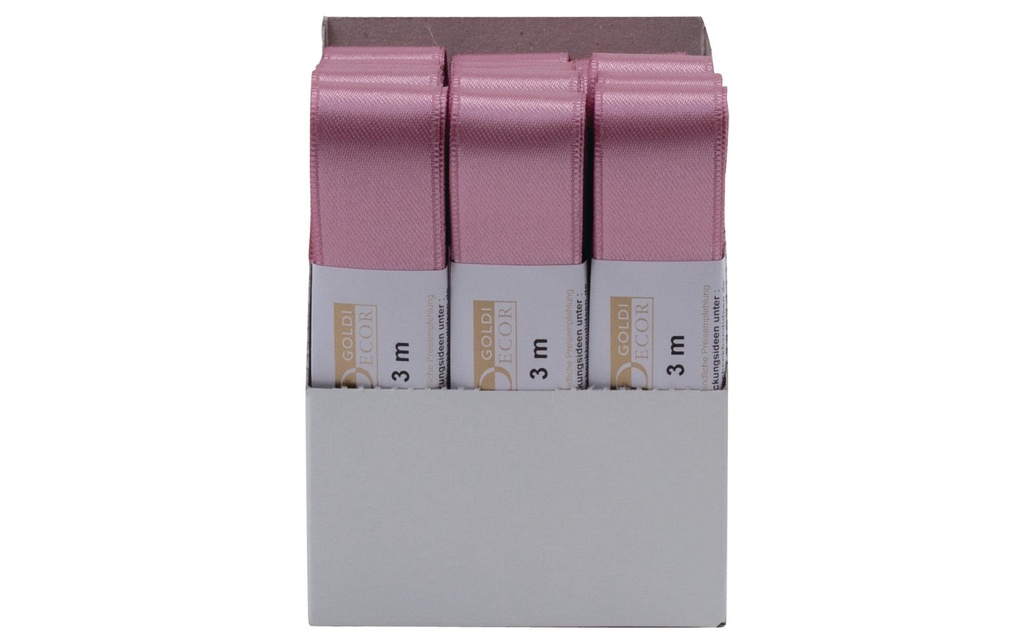 GOLDINA Ruban de satin 25 mm x 3 m, rose, 1 pièce